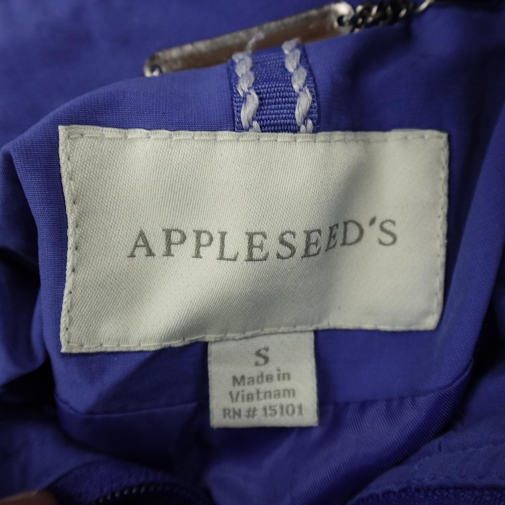 Appleseeds Jacket Womens Small Blue Hooded Full Zip Lightweight Windbreaker Coat - Picture 3 of 8